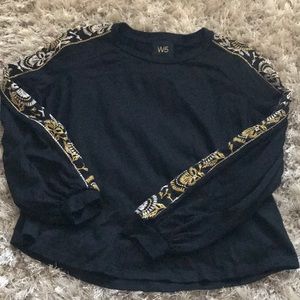 Black Embroidered sleeve top